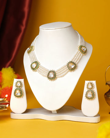 Royal Pearl and Kundan Necklace Set