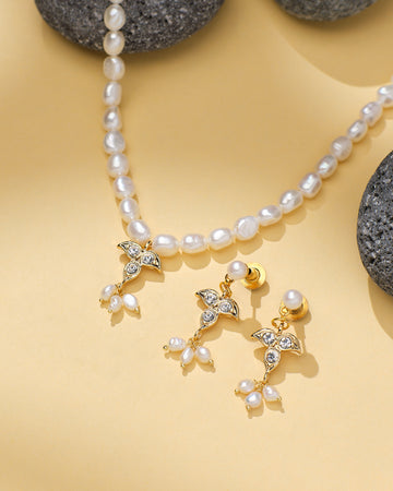 Pearl Radiance CZ Necklace Set