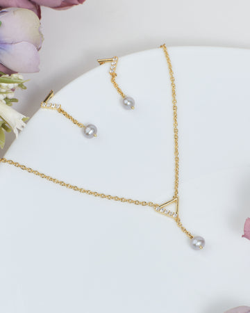 Together Forever Pearl Chain Necklace Set