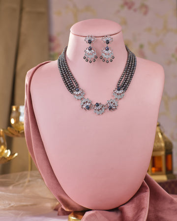 Black Pearl Floral Elegance Wedding Set