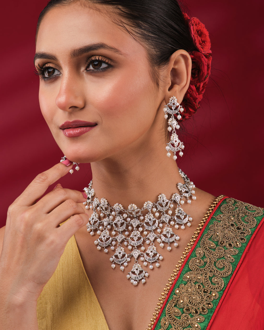 Celestial Crescent Bridal Necklace Set