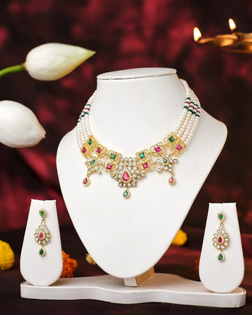 Ravishing Diamond Grace Pearl Set