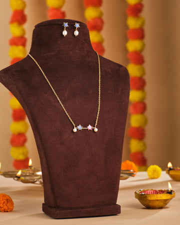 Elegant Pearl Pendant Set with Star Accents