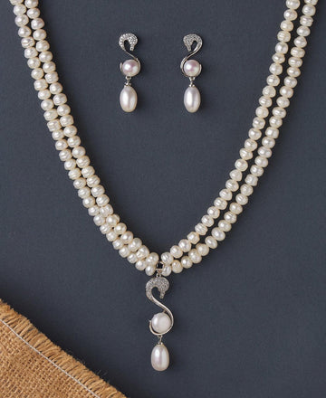 Simple and Elegant Real Pearl Necklace Set - Chandrani Pearls