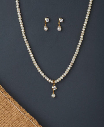 Simple and Elegant Real Pearl Necklace Set - Chandrani Pearls