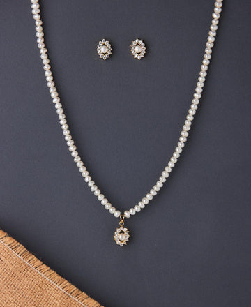 Simple and Elegant Real Pearl Necklace Set - Chandrani Pearls
