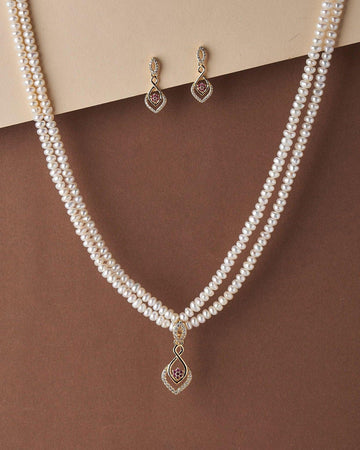 Simple and Elegant Real Pearl Necklace Set - Chandrani Pearls
