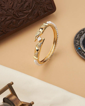 Single Line Classic White Pearl Bangle - Chandrani Pearls