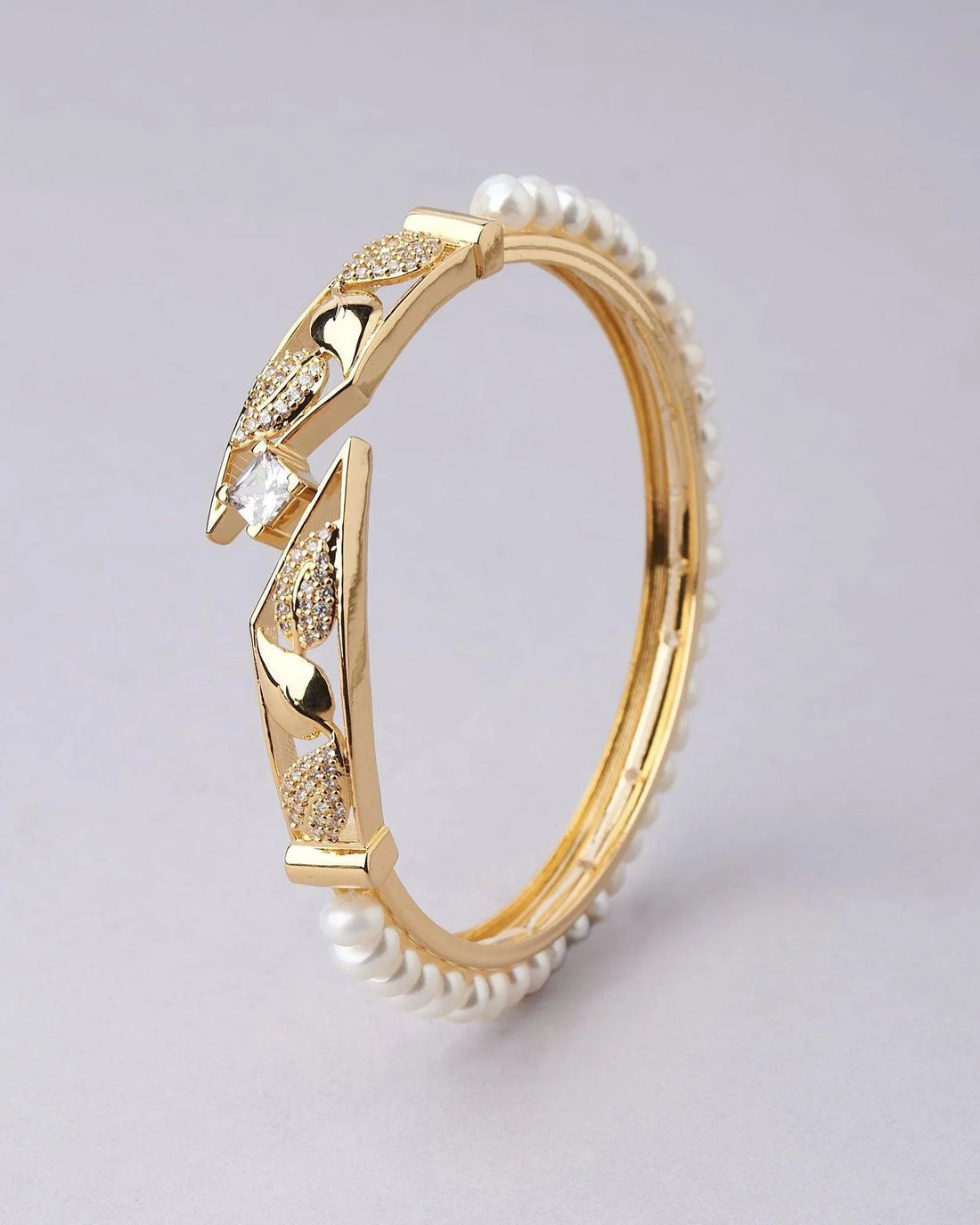 Single Line Classic White Pearl Bangle - Chandrani Pearls