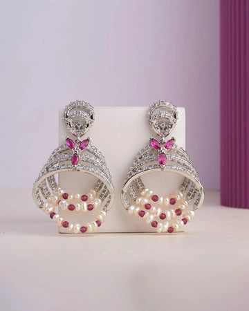 Spell Of Glamor Stone Studded Pearl Earring - Chandrani Pearls