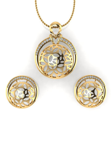 Sterling Stone Studded Silver Pendant Set - Chandrani Pearls