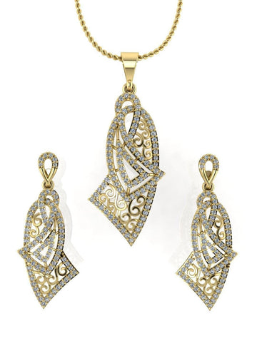 Sterling Stone Studded Silver Pendant Set - Chandrani Pearls