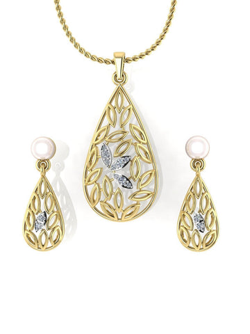 Sterling Stone Studded Silver Pendant Set - Chandrani Pearls