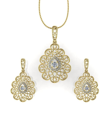 Sterling Stone Studded Silver Pendant Set - Chandrani Pearls
