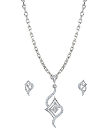 Sterling Stone Studded Silver Pendant Set - Chandrani Pearls