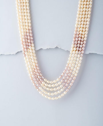 Stunning 5 line Real Pearl Necklace - Chandrani Pearls