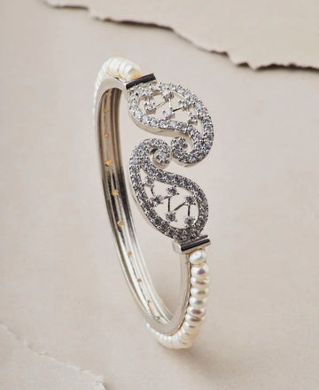 Stunning Stone Studded Pearl Bangle - Chandrani Pearls