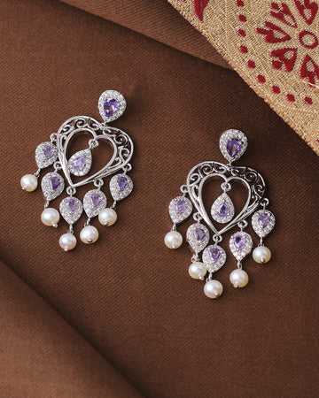 Elegant Pearl Jhumka Earrings in Rodium Finish Design