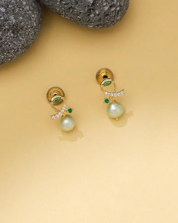 Elegant Drape Earrings with Pearl and CZ