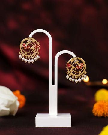 Lotus Bloom Pearl Hoop Earrings