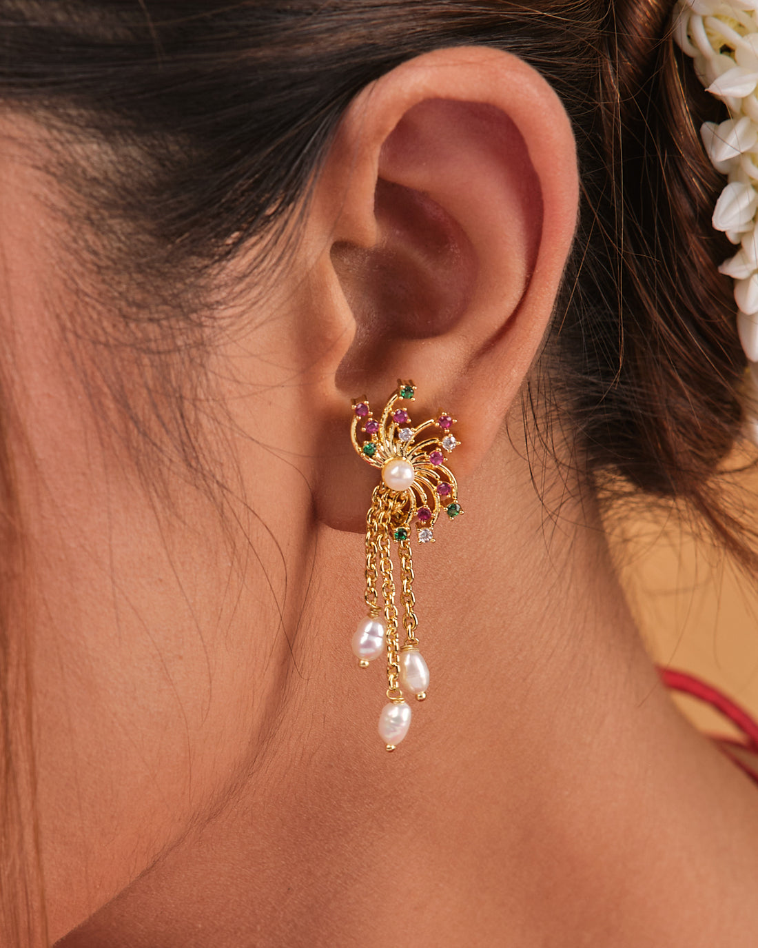 Charming Pearl & Floral Earrings