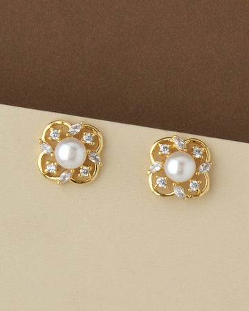 Trendy Pearl & Stone Stud Earring - Chandrani Pearls