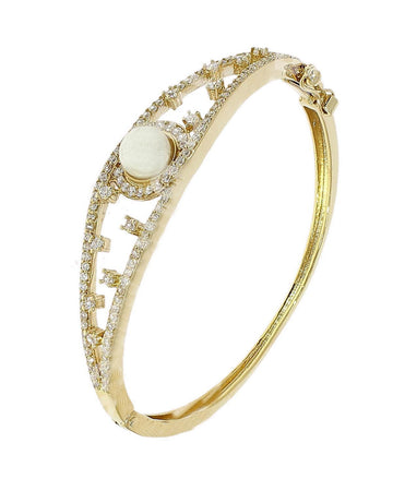 Trendy Stone Studded Metallic Pearl Bangle - Chandrani Pearls