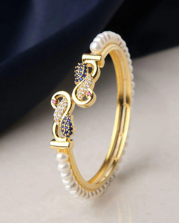 Trendy Stone Studded Pearl Bangle - Chandrani Pearls