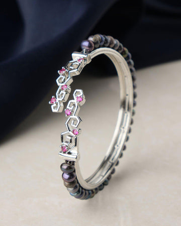 Trendy Stone Studded Pearl Bangle - Chandrani Pearls