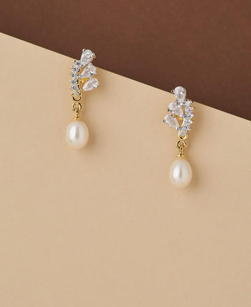 Trendy Stone Studded Pearl Earring - Chandrani Pearls