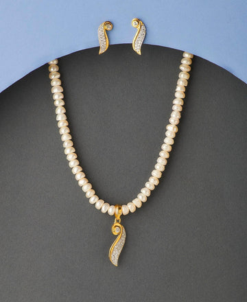 Trendy Stone Studded Pearl Necklace Set - Chandrani Pearls