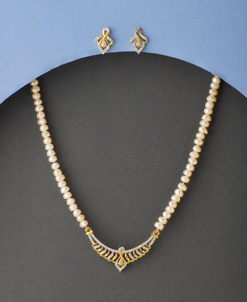 Trendy Stone Studded Pearl Necklace Set - Chandrani Pearls