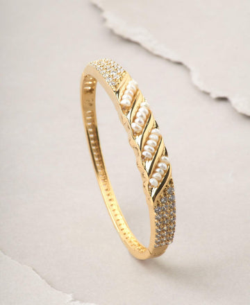 Trendy Stone studded Metallic Pearl Bangle - Chandrani Pearls