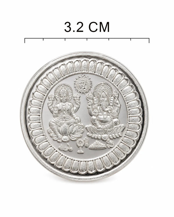 999 Purity Lakshmi Ganesha Embossed 10 GM Silver Coin