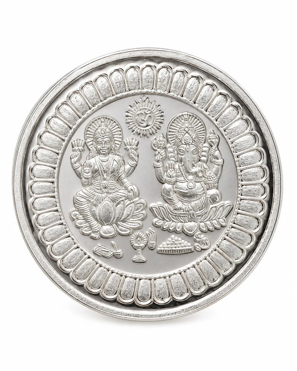 999 Purity Lakshmi Ganesha Embossed 10 GM Silver Coin