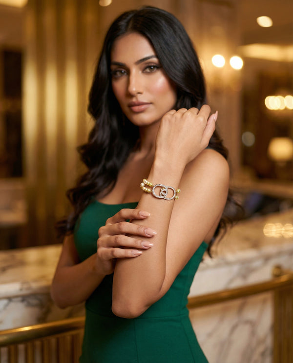 Golden Harvest double-Strand Olive Pearl Bracelet