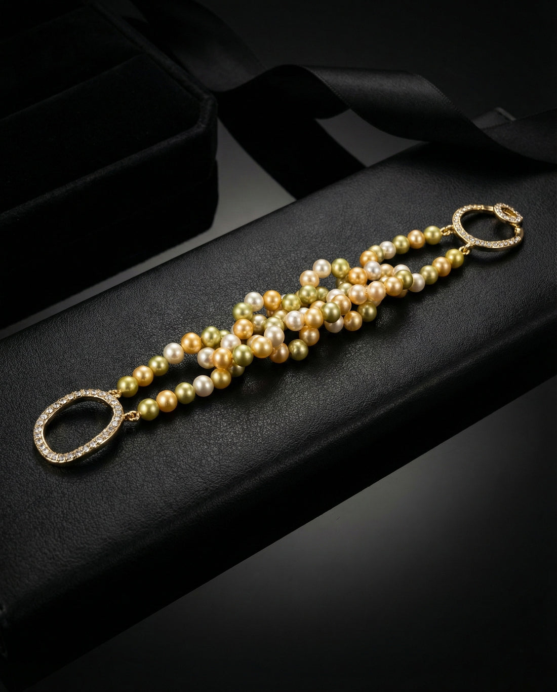 Golden Harvest double-Strand Olive Pearl Bracelet