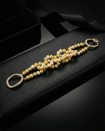 Golden Harvest double-Strand Olive Pearl Bracelet