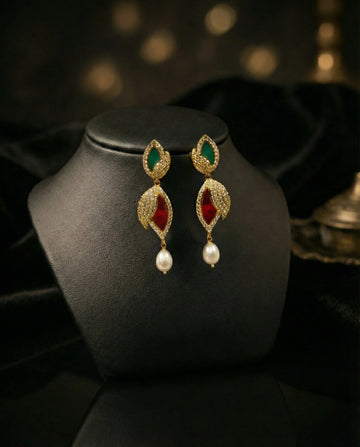 Multi-Gemstone Pearl Drop Earrings