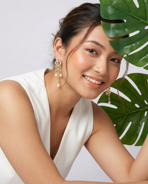 Vintage-Glam Triple-Tier Pearl Tassel Earrings