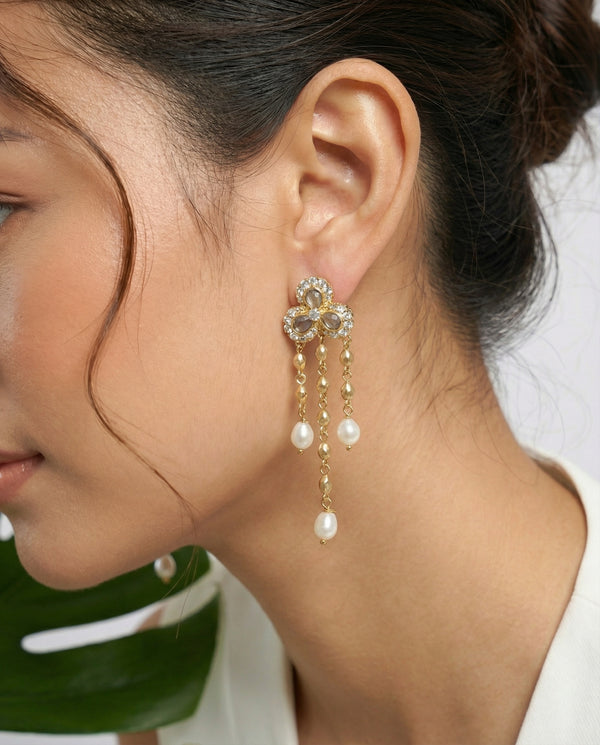 Vintage-Glam Triple-Tier Pearl Tassel Earrings