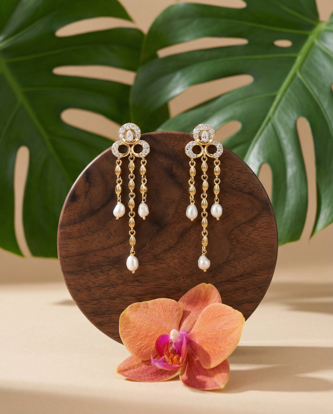 Vintage-Glam Triple-Tier Pearl Tassel Earrings