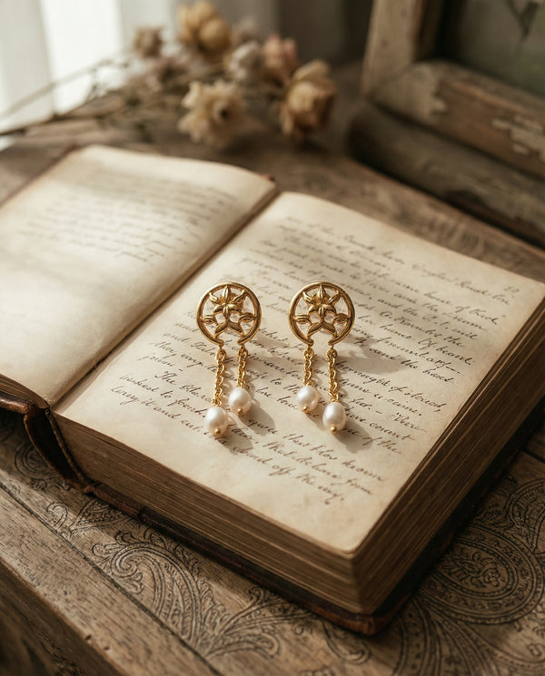 Floral Halo Pearl Dangle Earrings