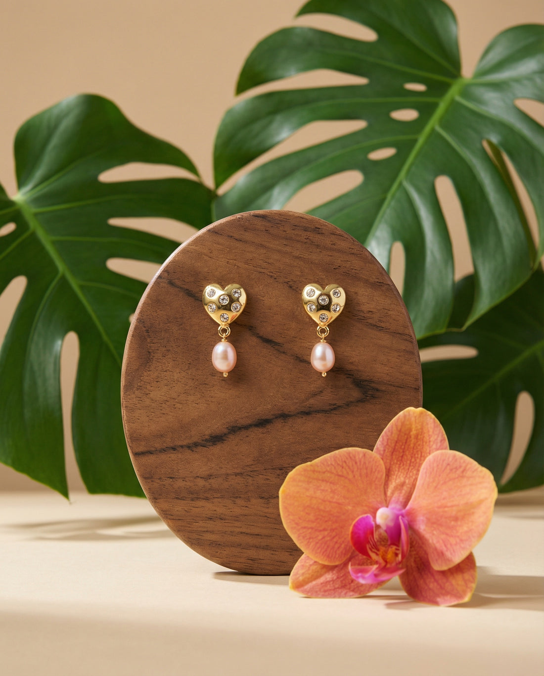 Starlight Heart & Pearl Drop Earrings