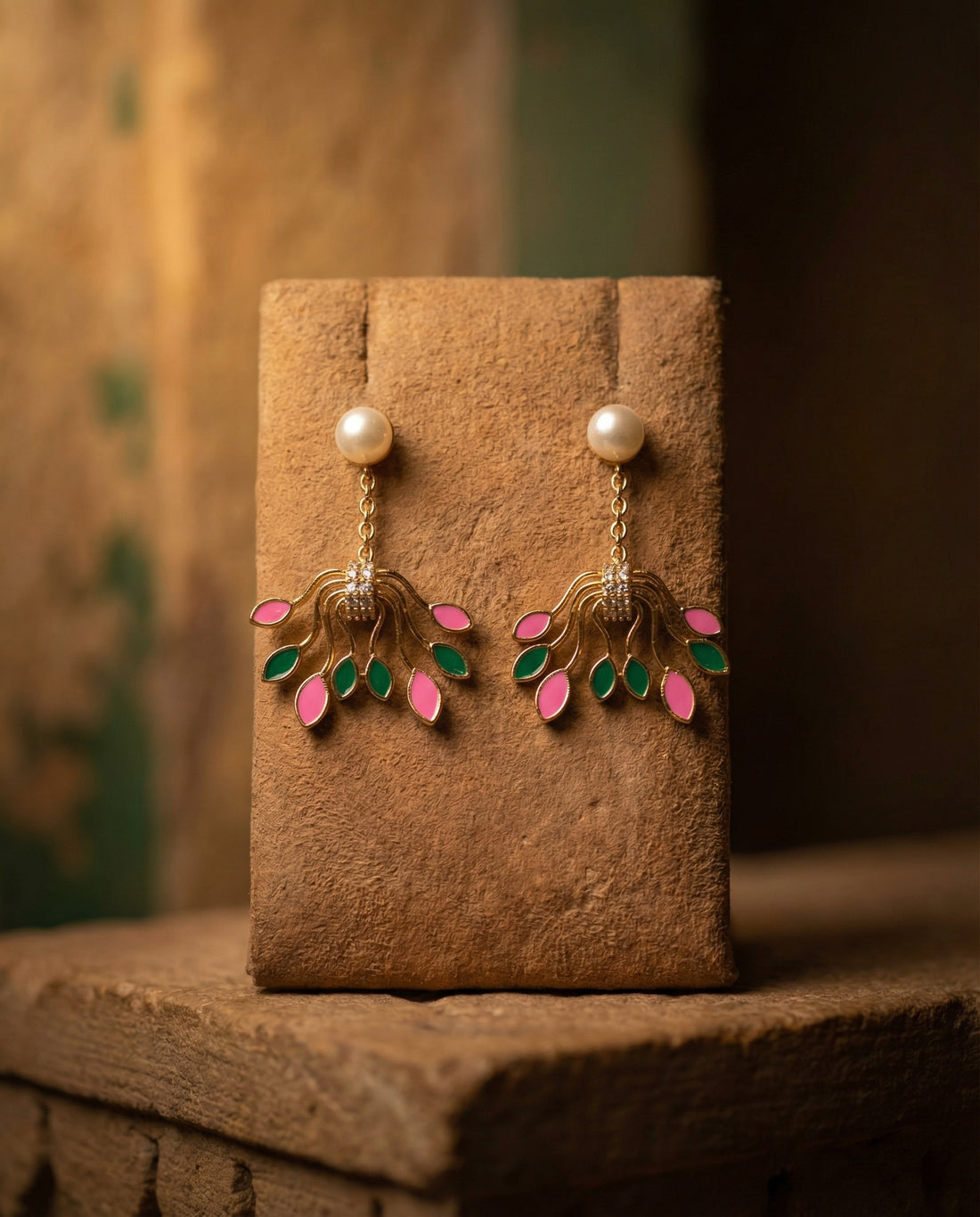 Multi-Colour Botanical Blossom Pearl Drop Earrings