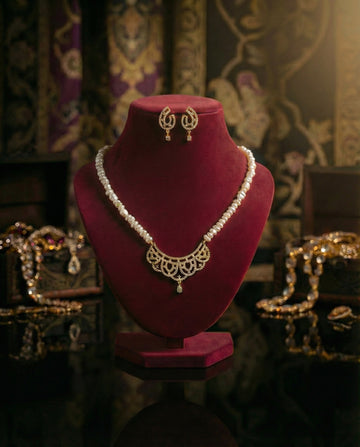 Regal Scalloped Gold-Plated Pearl  Set