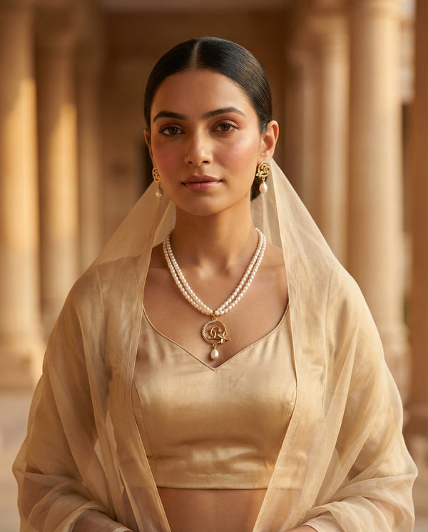 Elegant Dual-Strand Pearl Necklace & Earring Set