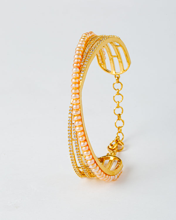 Pearl Luxe Gold CZ Bangle