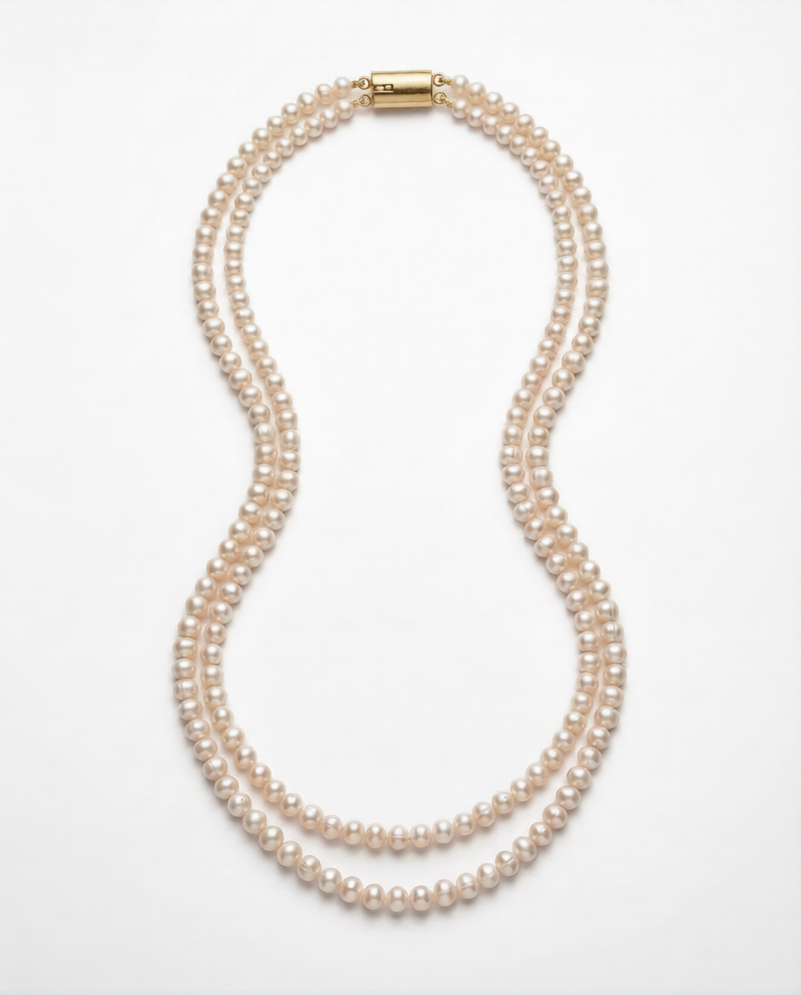 Real freshwater white pearl mala necklace