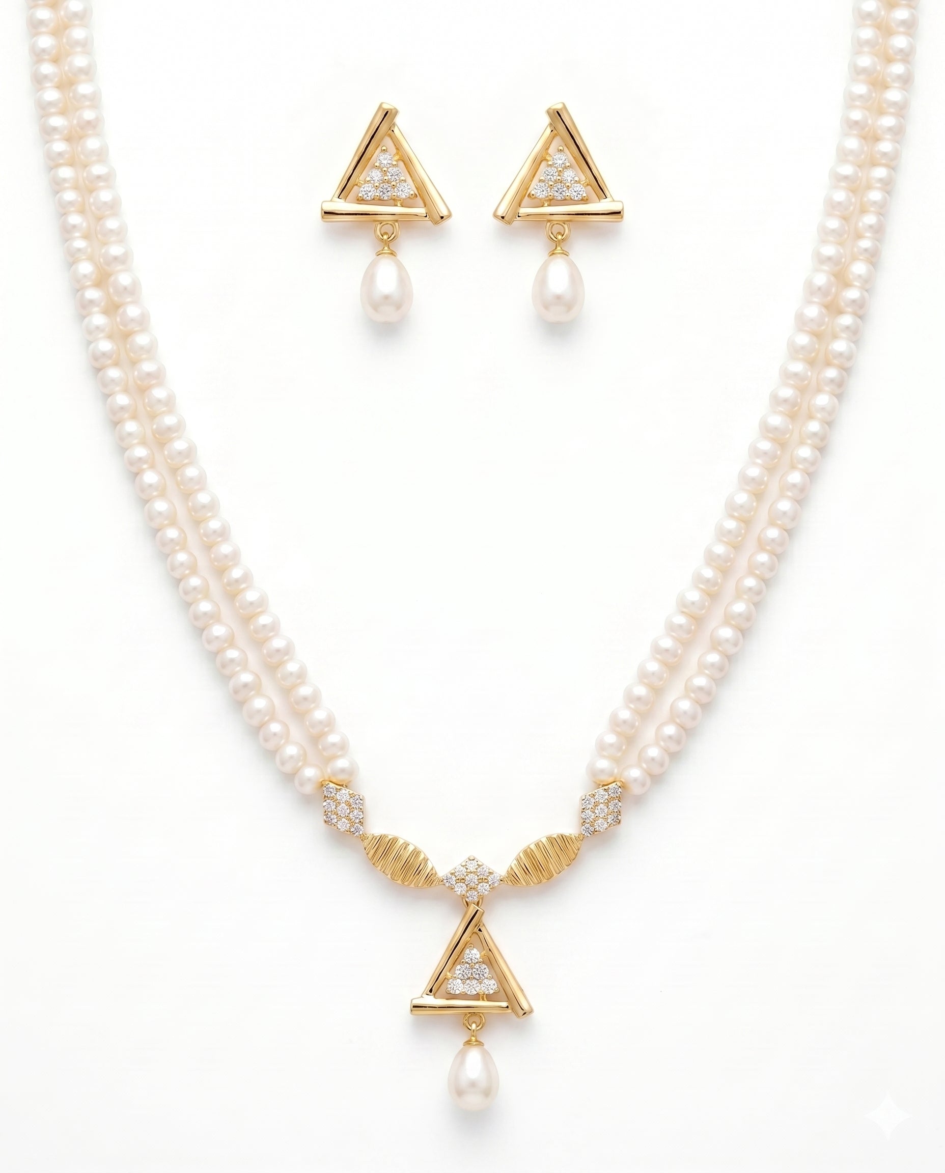 Double line pearl necklace